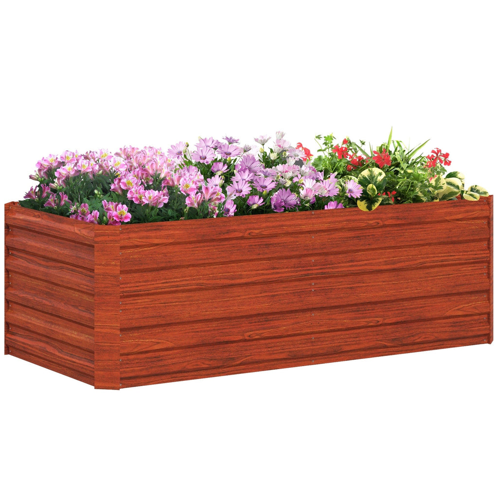 Outsunny Raised Garden Bed, 71 x 36 x 23 Galvanized Steel Planters for Outdoor Plants with Reinforced Rods