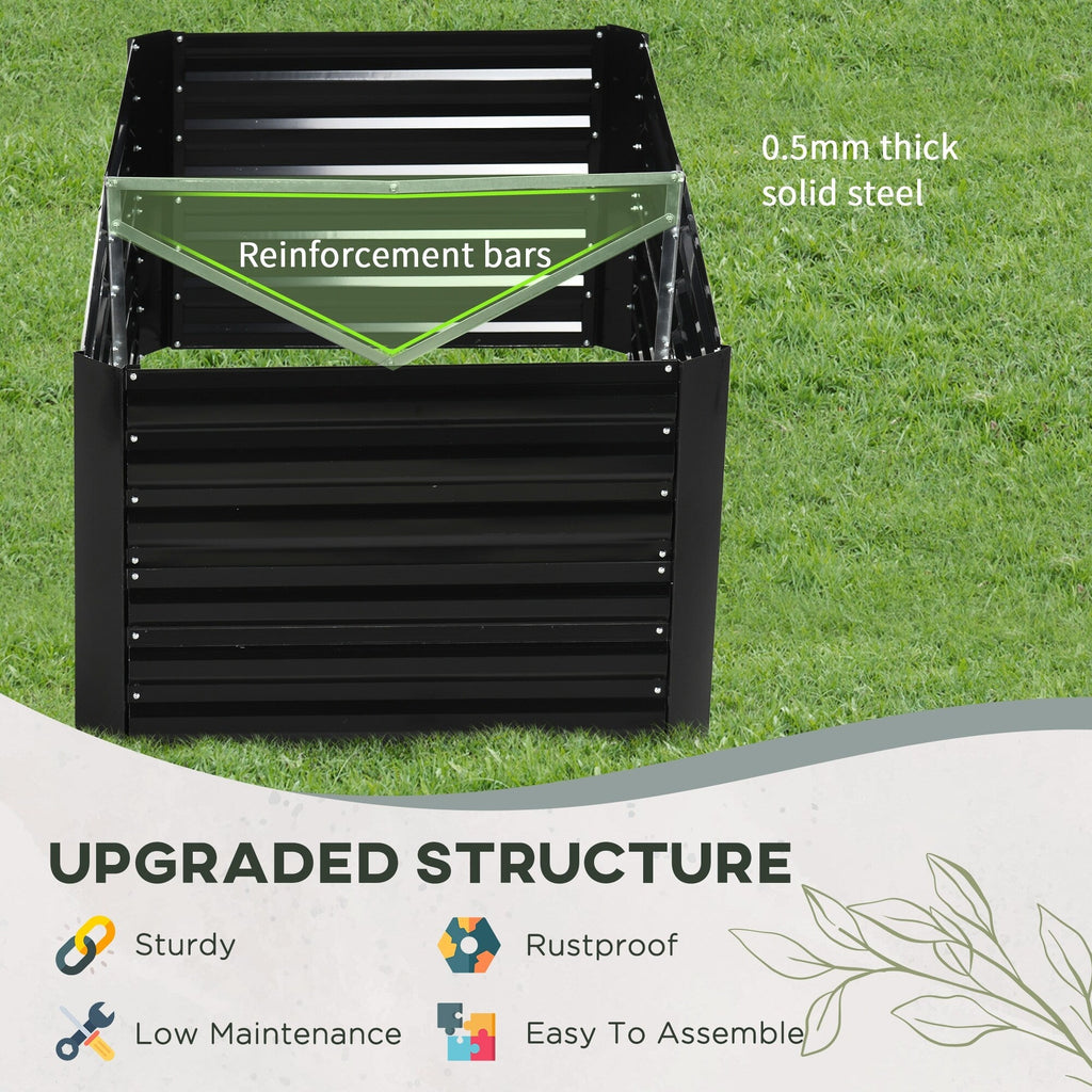 Outsunny Raised Garden Bed, 71 x 36 x 23 Galvanized Steel Planters for Outdoor Plants with Reinforced Rods