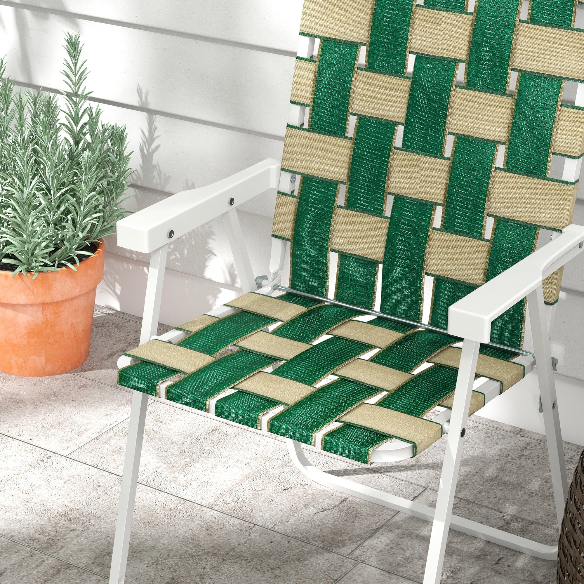 Outsunny Set of 4 Patio Folding Chairs, Classic Outdoor Camping Chairs, Portable Lawn Chairs for Camping