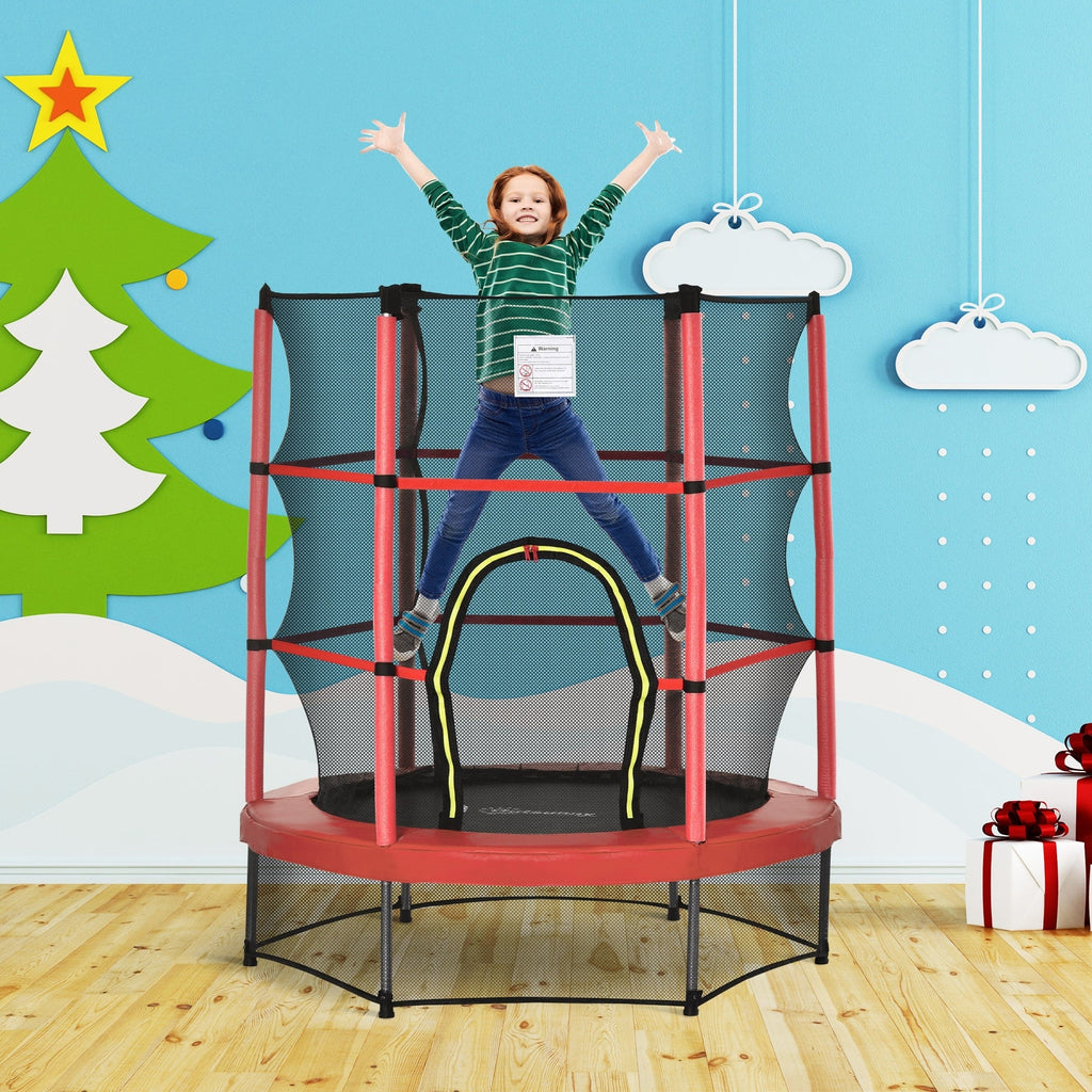 Outsunny 5' Diameter Kids Trampoline with Net for Indoors & Outdoors, Ages 3 to 6