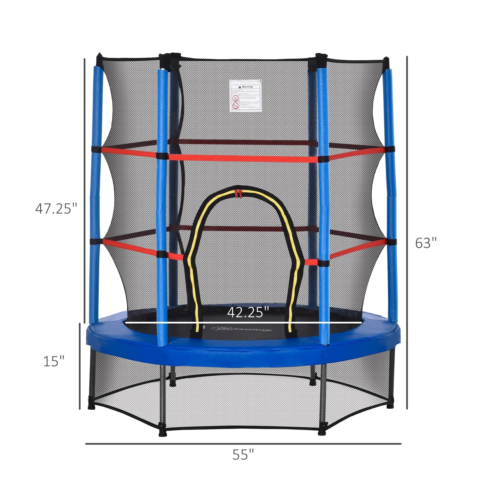 Outsunny 5' Diameter Kids Trampoline with Net for Indoors & Outdoors, Ages 3 to 6