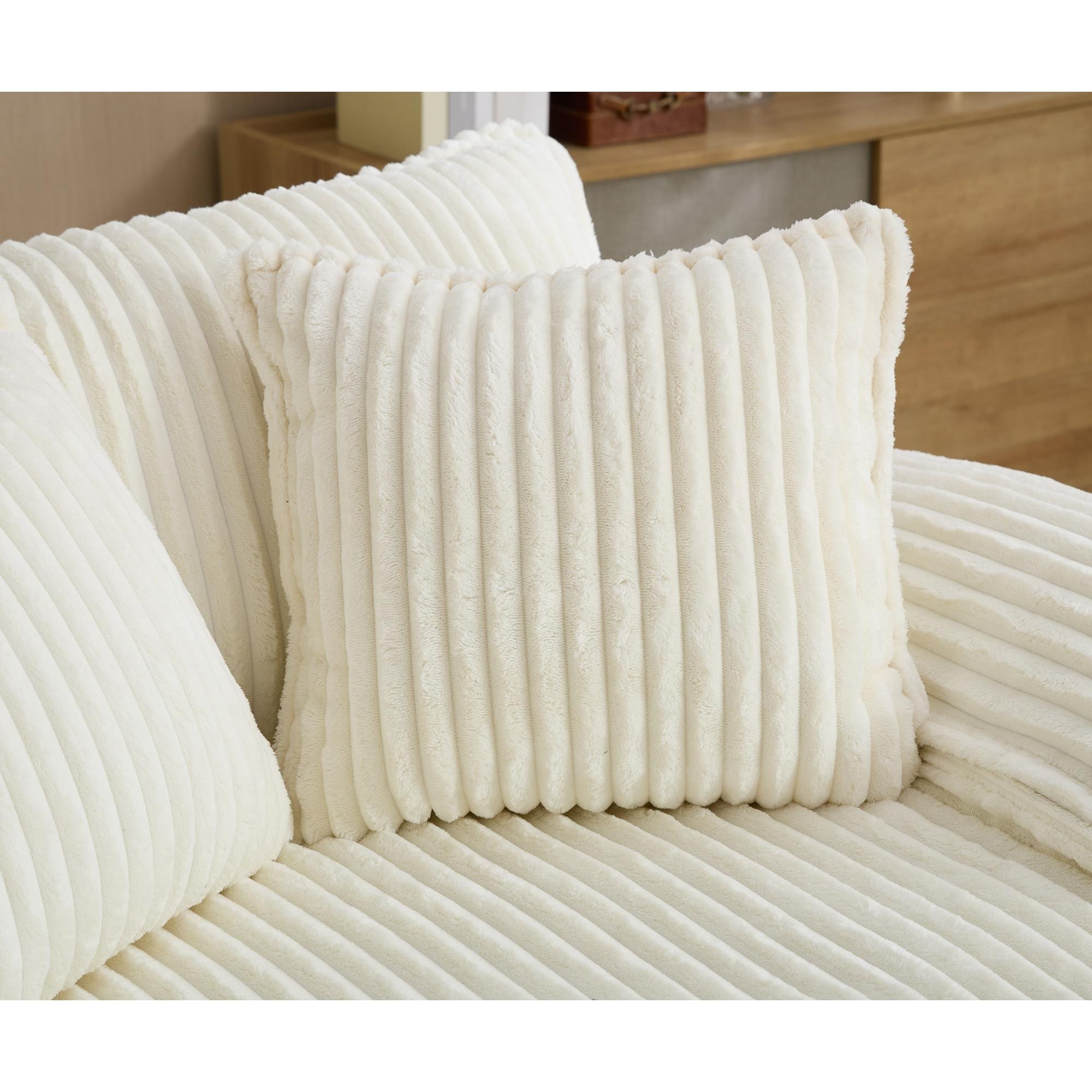 Oversized Chaise Lounge Fluffy Corduroy Sofa Bed Adjustable