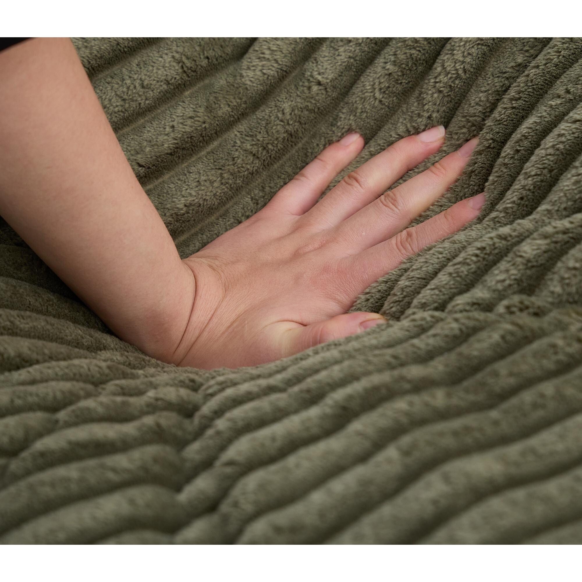 Oversized Chaise Lounge Fluffy Corduroy Sofa Bed Adjustable