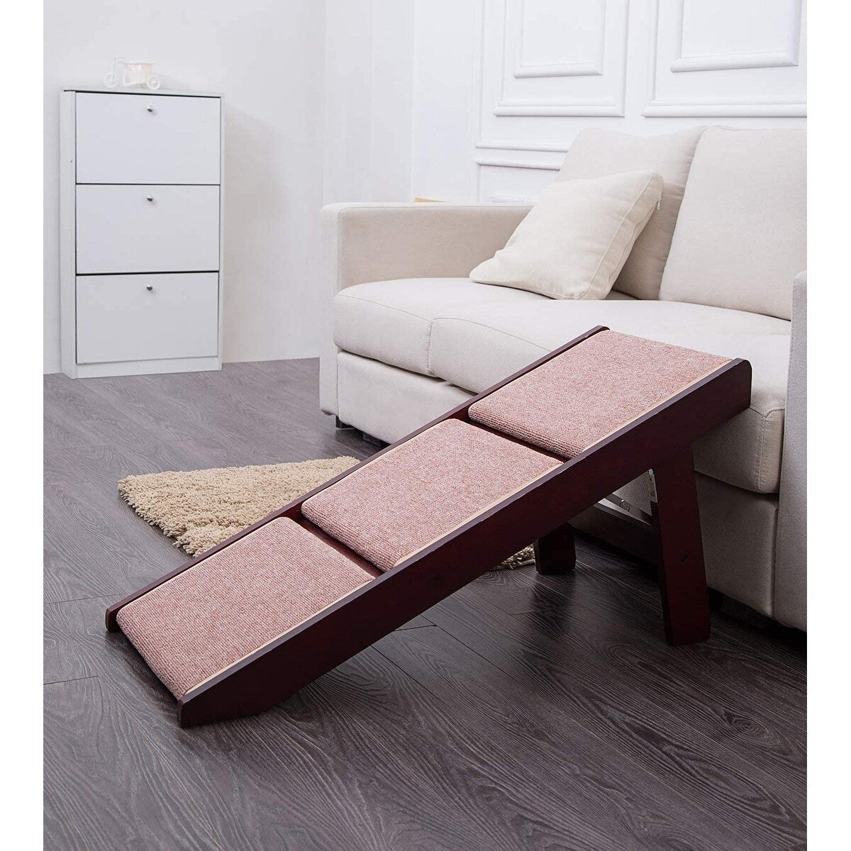 PAWLAND 2-in-1 Portable Folding Pet Stairs for Dogs, Cats, High Beds,Dog Steps, Easy Climb Pet Step Stool