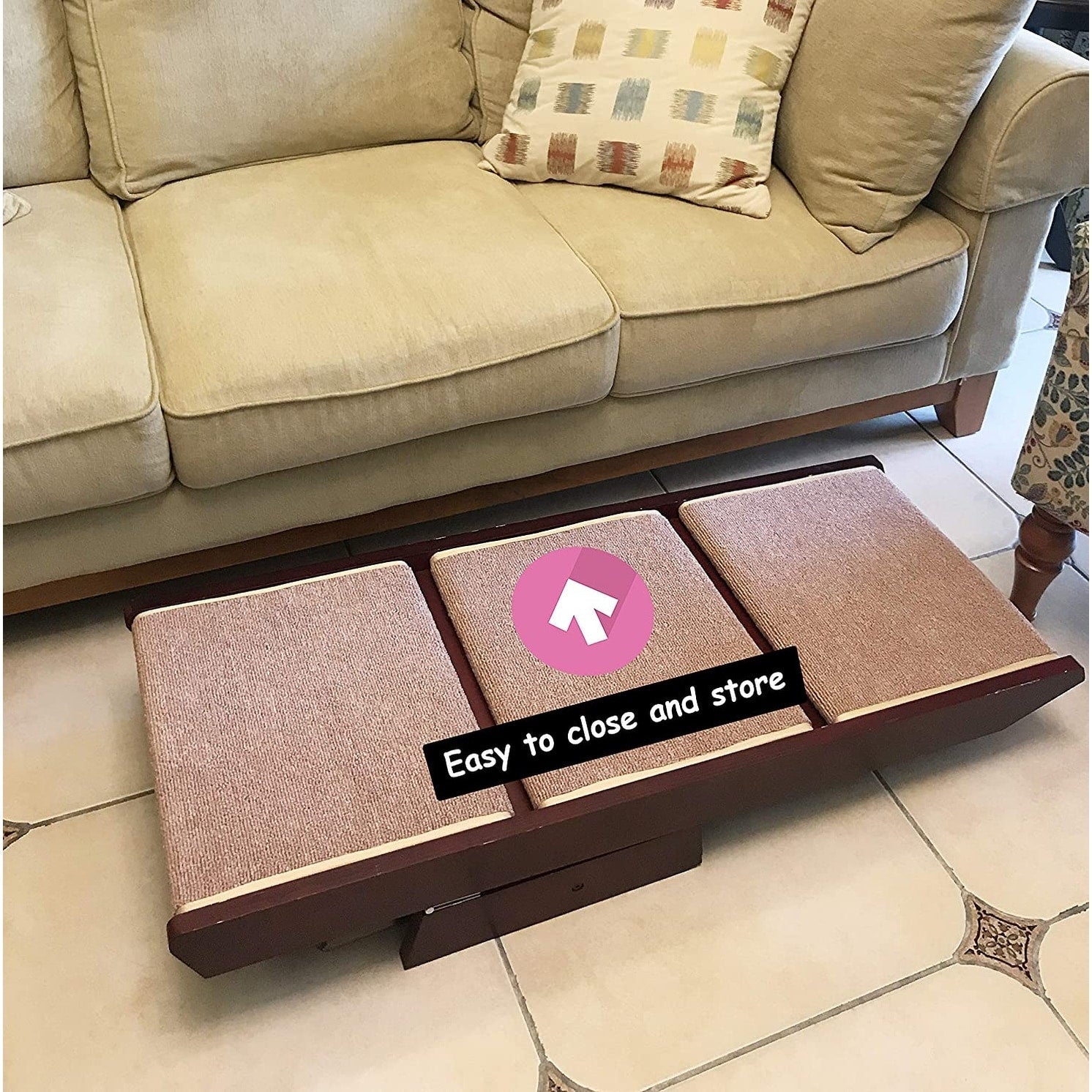 PAWLAND 2-in-1 Portable Folding Pet Stairs for Dogs, Cats, High Beds,Dog Steps, Easy Climb Pet Step Stool