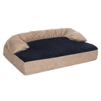 Tan/Black Pet Bed - 3-Layer Orthopedic Dog Sofa with Cooling Gel, Memory Foam and Neck Bolster