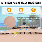 MAISON ARTS 10ft 3 Tiers Patio Outdoor Umbrella Matched with most Patio Table with Ventilation Auto-tilt and Crank Lift