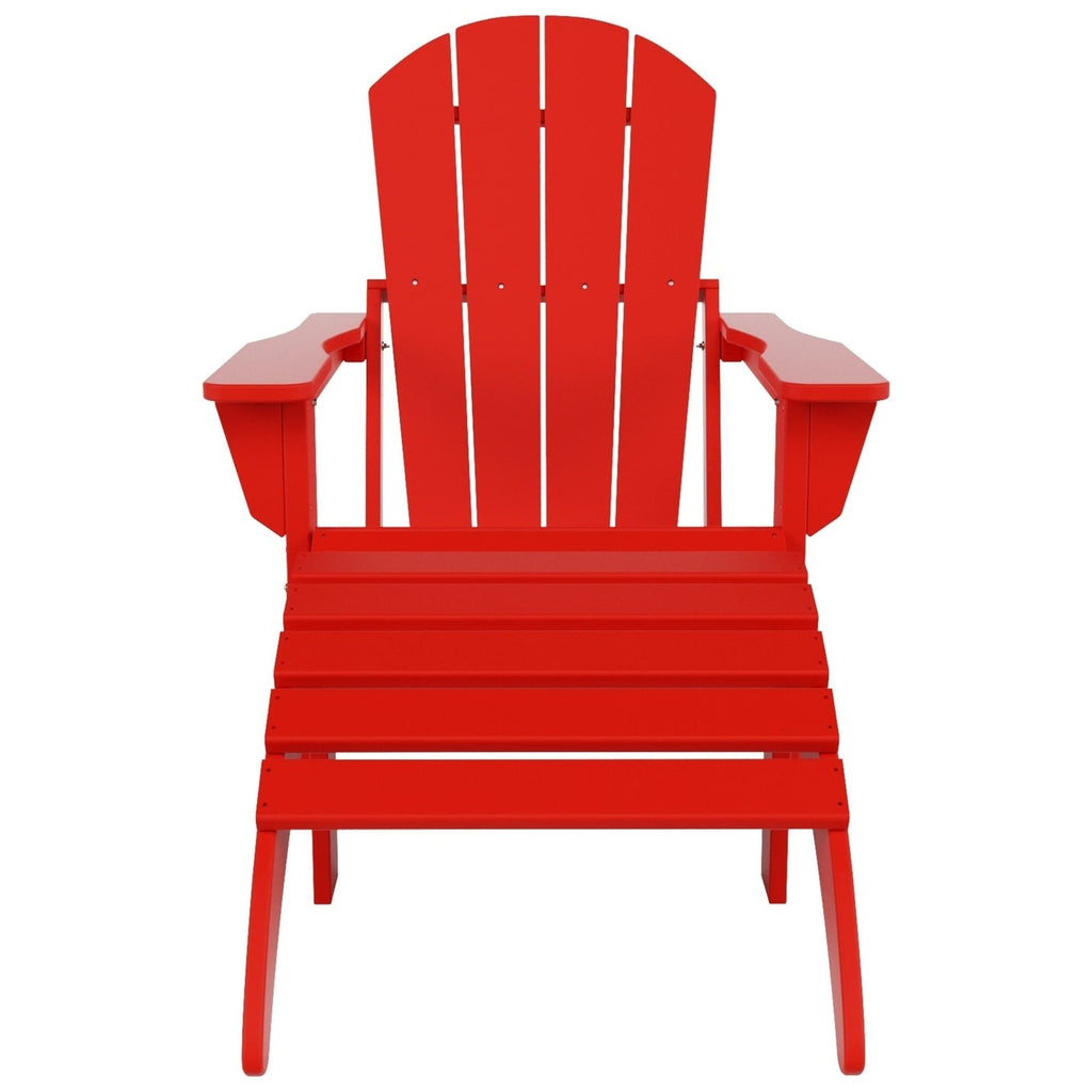 Polytrends Laguna Hdpe All Weather Outdoor Patio Foldable Adirondack Chair With Ottoman (2-Piece Set)