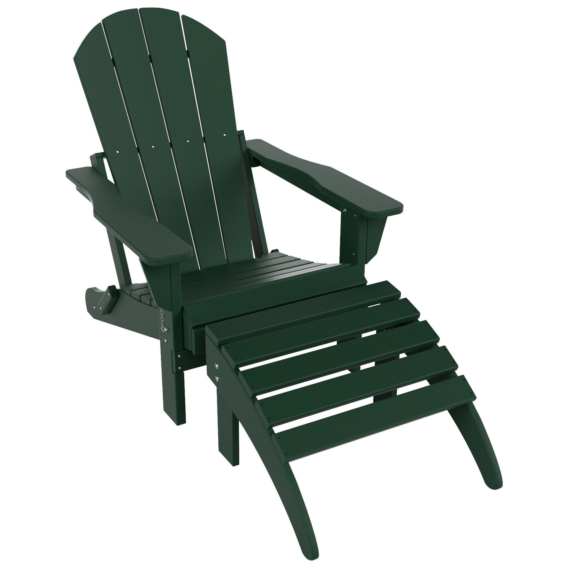 Polytrends Laguna Hdpe All Weather Outdoor Patio Foldable Adirondack Chair With Ottoman (2-Piece Set)