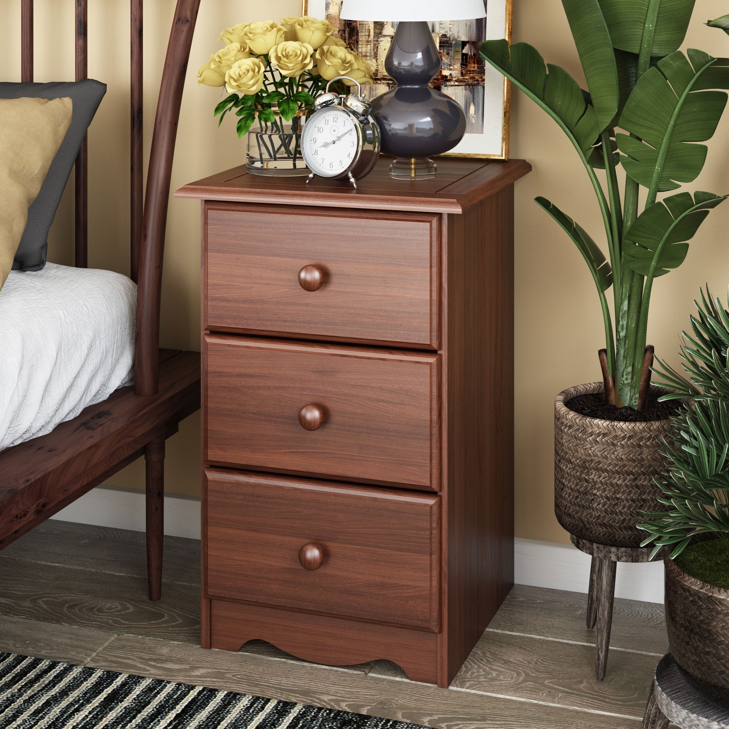 Palace Imports 100% Solid Wood 3-Drawer Nightstand with Metal or Wooden Knobs