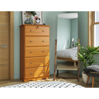 Palace Imports 100% Solid Wood 5-Jumbo Drawer Chest with Lock, Metal or Wooden Knobs