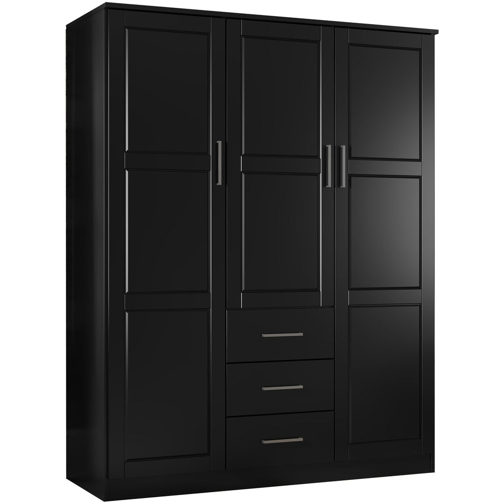 Palace Imports 100% Solid Wood Cosmo 3-Door Wardrobe Armoire with Solid Wood or Mirrored Doors