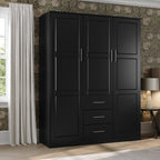 Palace Imports 100% Solid Wood Cosmo 3-Door Wardrobe Armoire with Solid Wood or Mirrored Doors