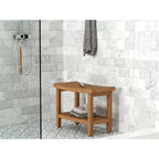 Patented Sumba Teak Shower Bench with Shelf