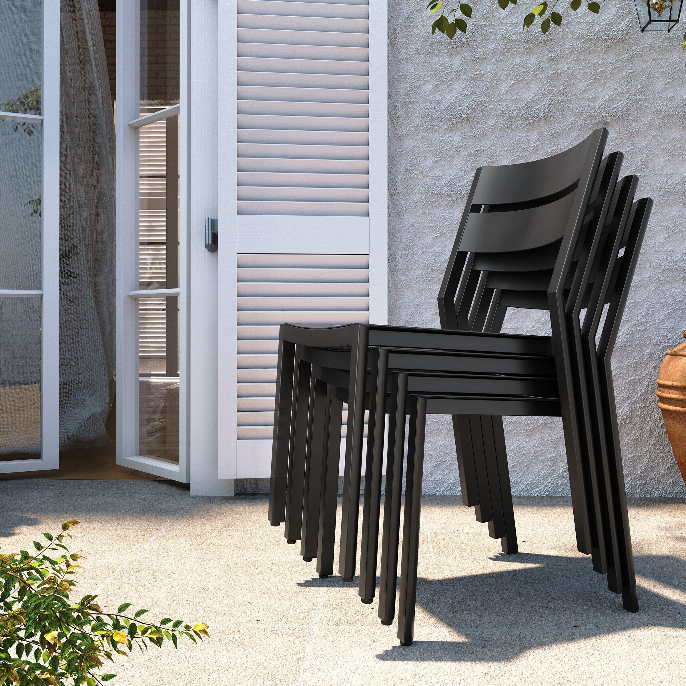 Pellebant 5/7/9-piece Aluminum Outdoor Dining Set Expandable Table and Stackable Chairs