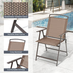 Pellebant 6 Piece Patio Set with Table, Umbrella and 4 Folding Chairs - 22.4Wx26.8Dx34.4H