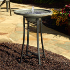 Perello intelliSOLAR Light Cement Birdbath with Remote - Distressed Grey