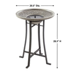 Perello intelliSOLAR Light Cement Birdbath with Remote - Distressed Grey
