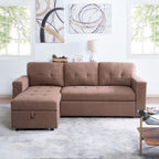 Reversible Sectional Sofa with Pull-Out Sleeper Bed, Hidden Storage Chaise, Durable Legs,