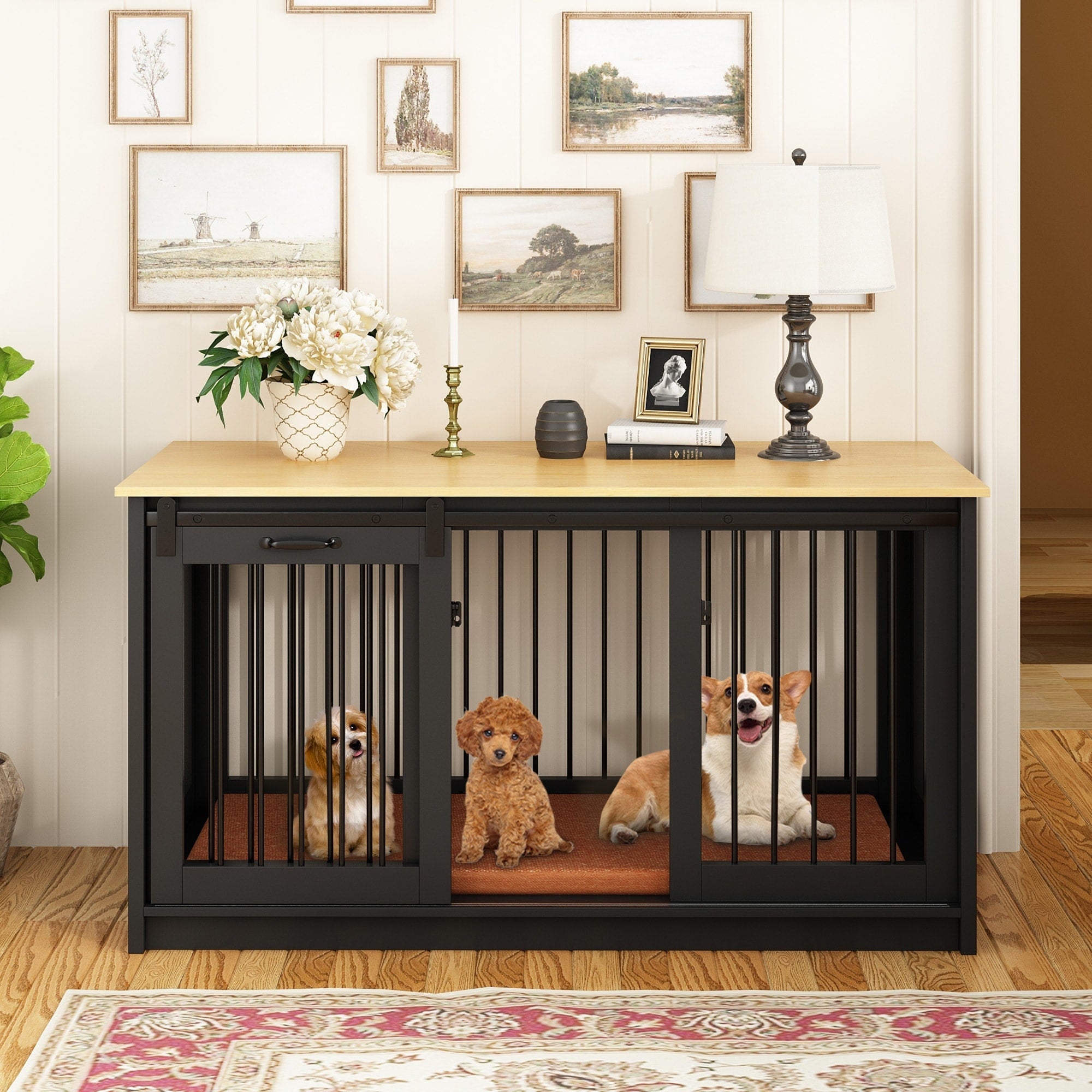 Pet Residence with Iron Tube Reinforcement Stylish & Sturdy Dog Crate