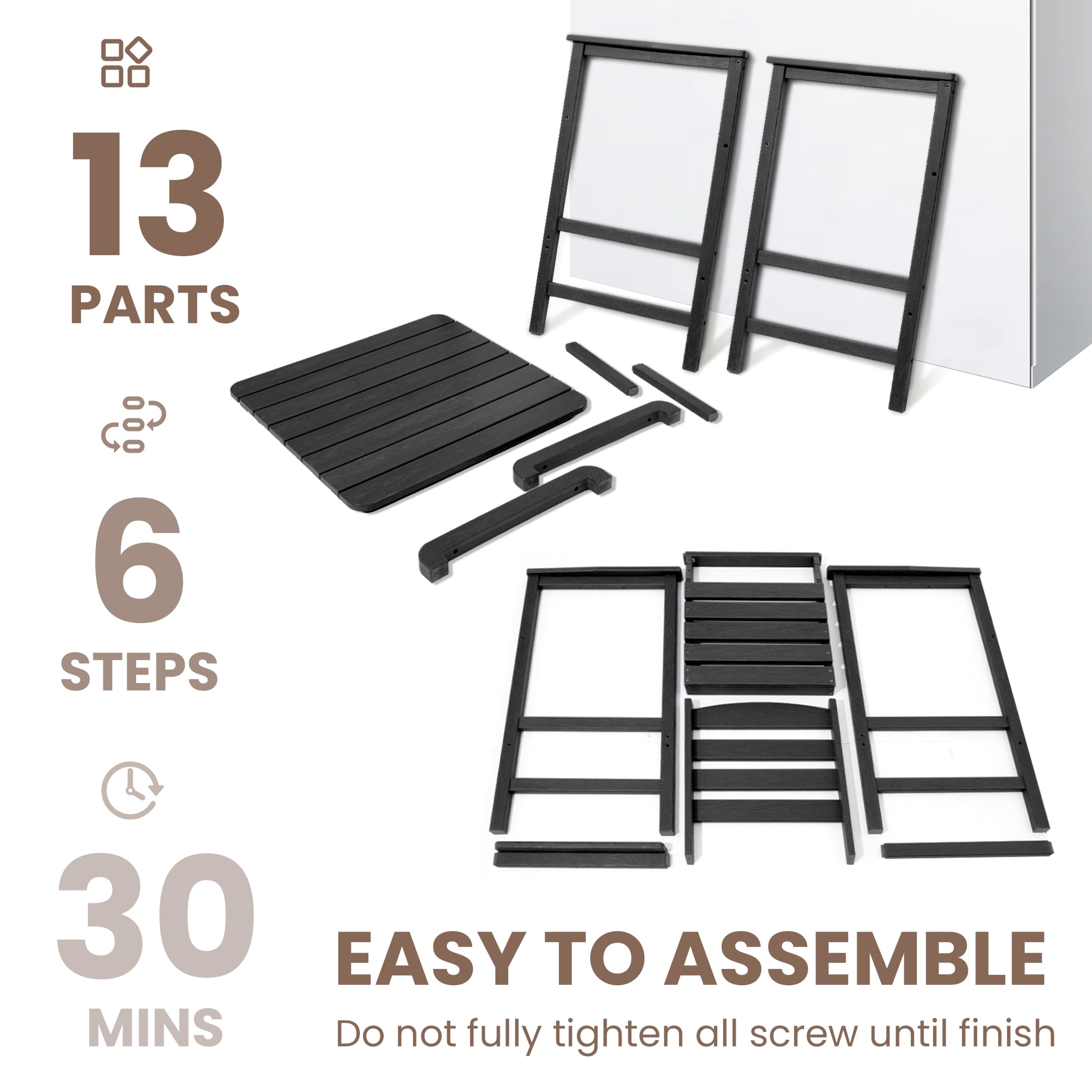 Plastic Tall adirondack Chair Set Of 3-Piece Patio Conversation Set