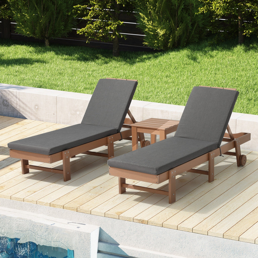 Polytrends Fading Free All Weather Outdoor Patio Chaise Lounge Cushions - (Set of 2)