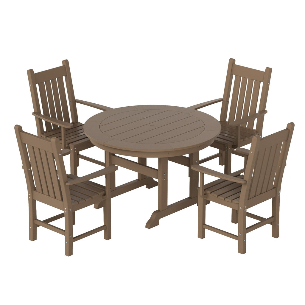 Polytrends Laguna Hdpe All Weather Outdoor Patio Dining Set with Round Table, Armchairs (5-Piece Set)