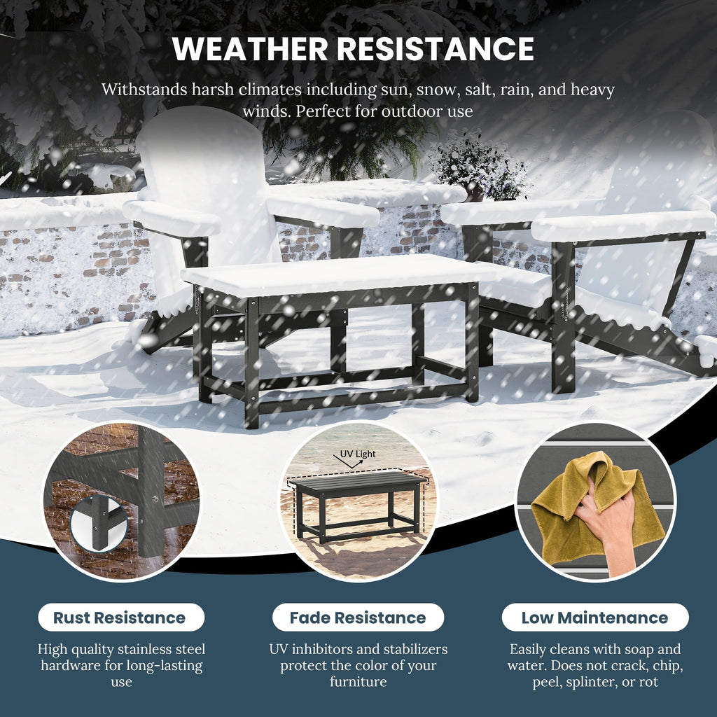 Polytrends Laguna Hdpe All Weather Outdoor Patio Rectangular Coffee Table