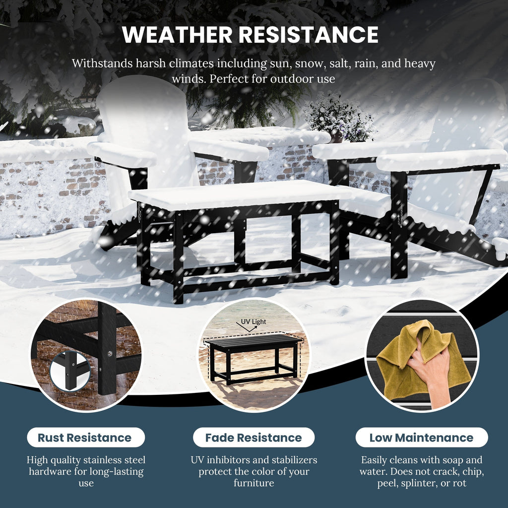 Polytrends Laguna Hdpe All Weather Outdoor Patio Rectangular Coffee Table