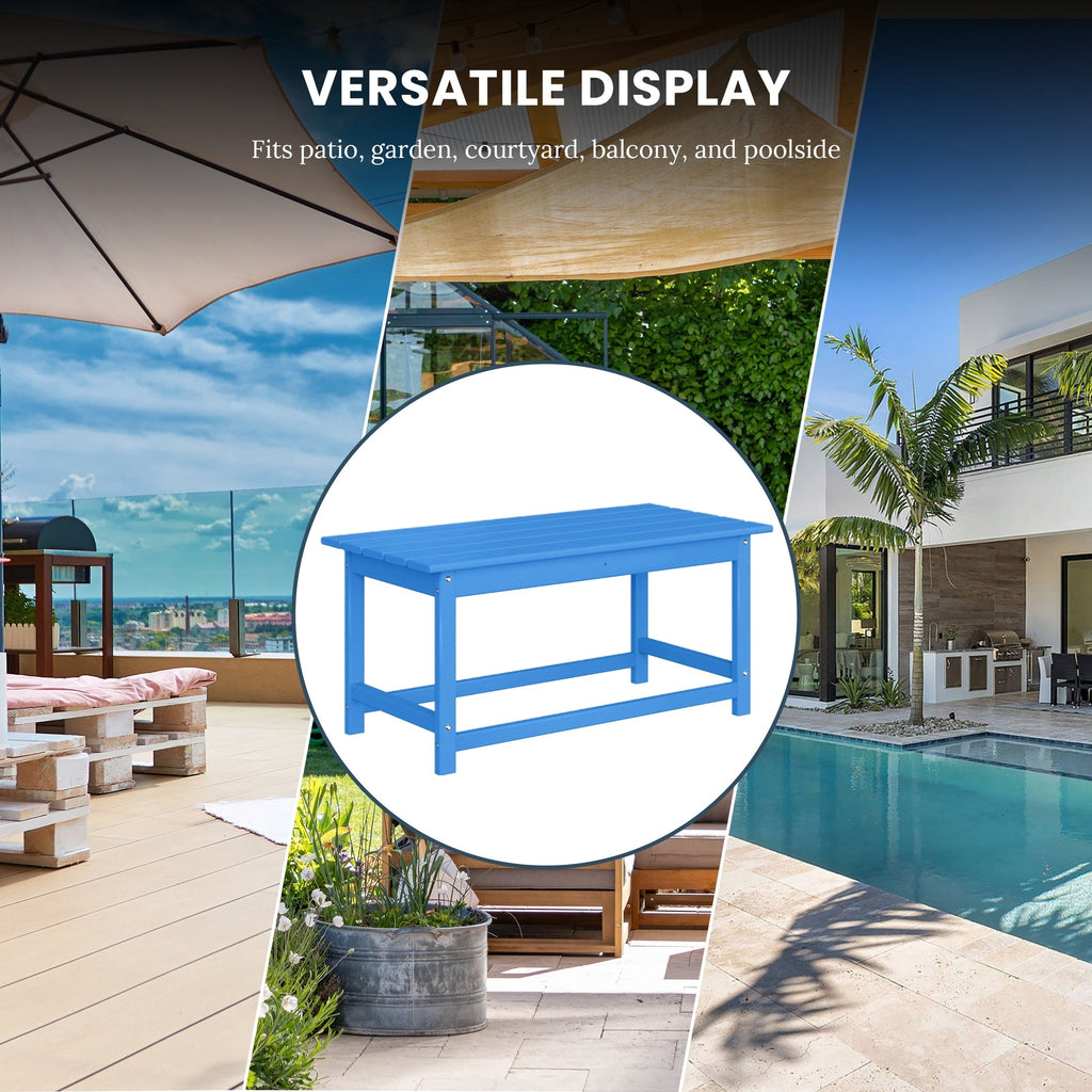 Polytrends Laguna Hdpe All Weather Outdoor Patio Rectangular Coffee Table