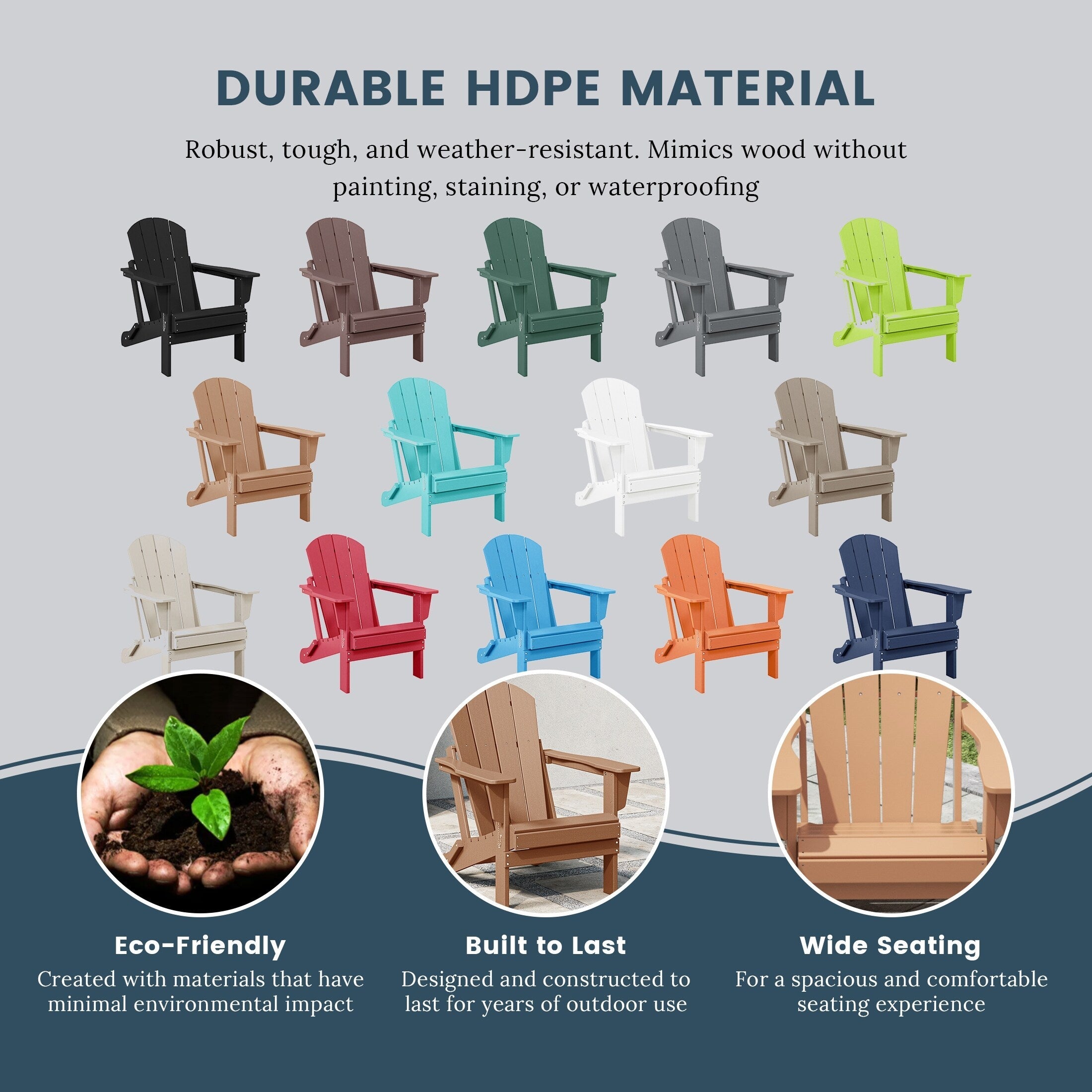 Polytrends Laguna Weather Resistant Outdoor Patio Folding Adirondack Chairs (Set of 4)