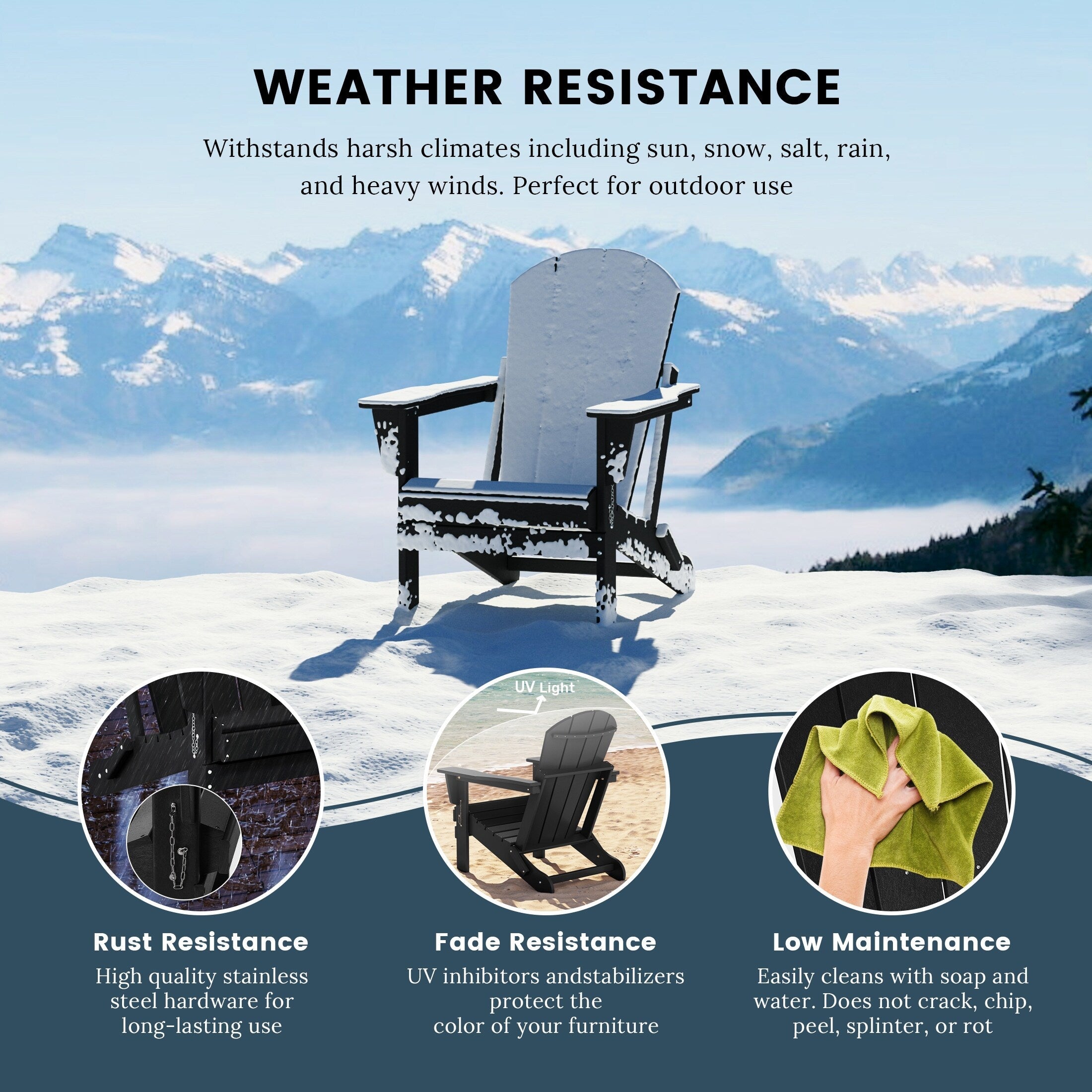 Polytrends Laguna Weather Resistant Outdoor Patio Folding Adirondack Chairs (Set of 4)