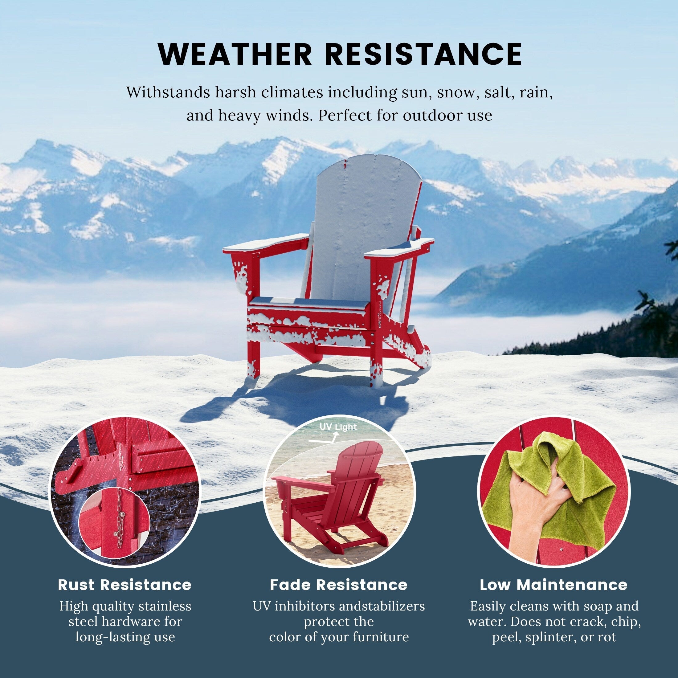 Polytrends Laguna Weather Resistant Outdoor Patio Folding Adirondack Chairs (Set of 4)