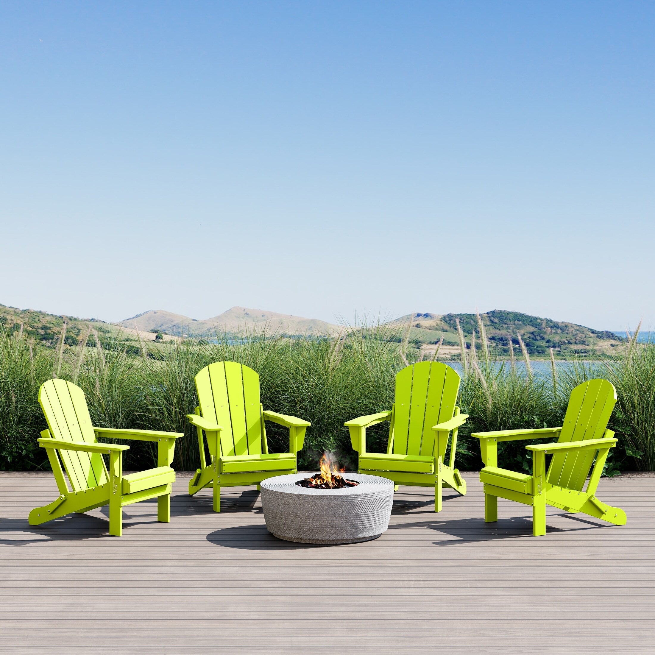 Polytrends Laguna Weather Resistant Outdoor Patio Folding Adirondack Chairs (Set of 4)