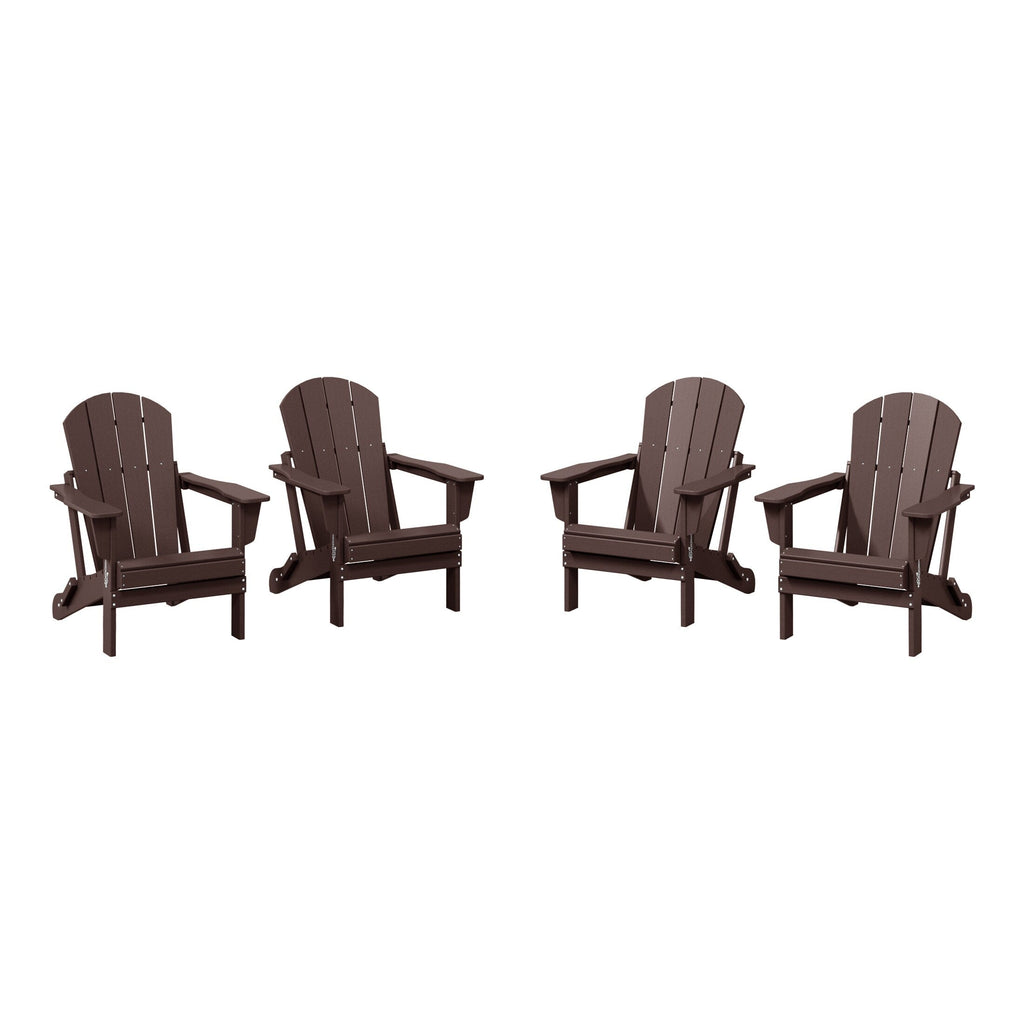 Polytrends Laguna Weather Resistant Outdoor Patio Folding Adirondack Chairs (Set of 4)