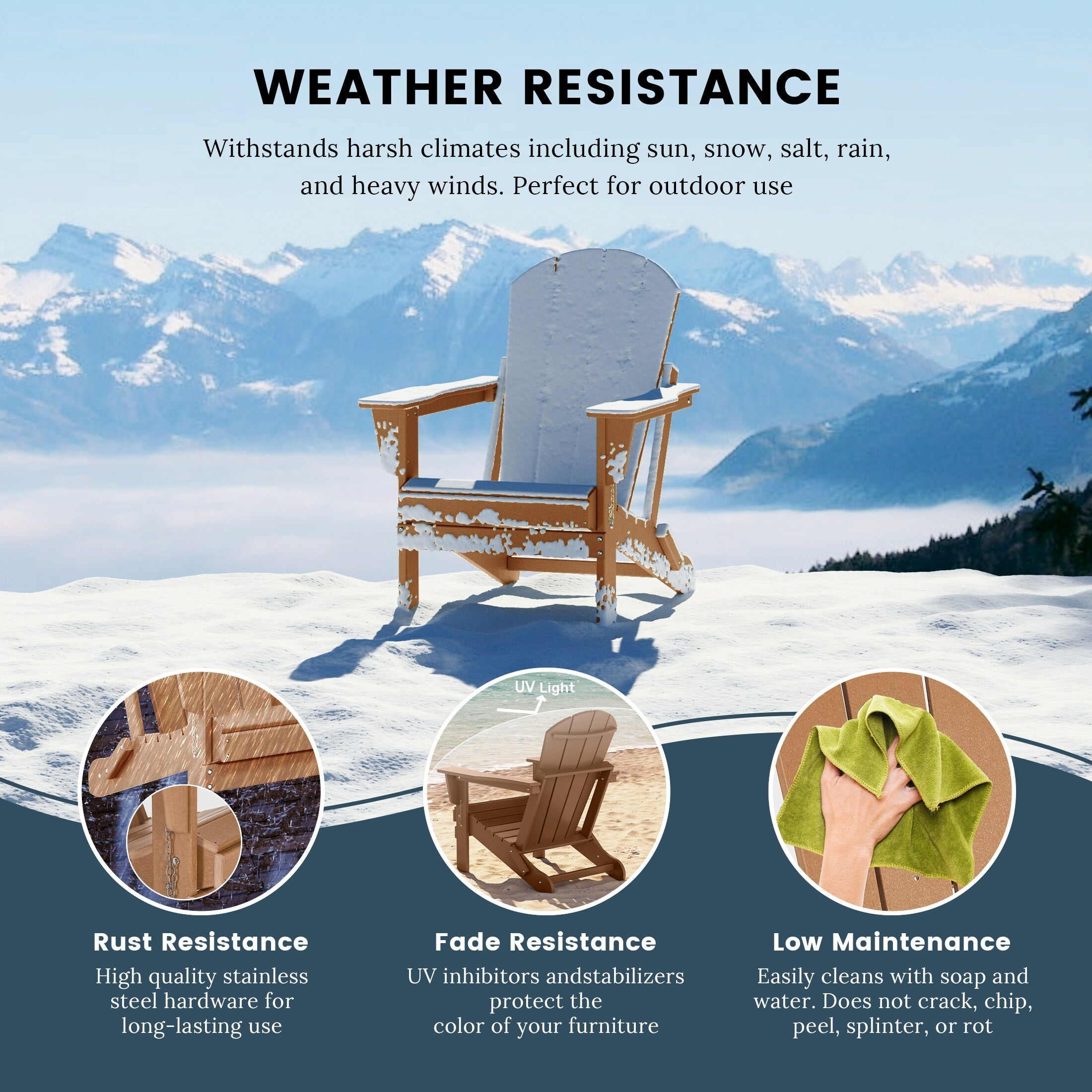 Polytrends Laguna Weather Resistant Outdoor Patio Folding Adirondack Chairs (Set of 4)
