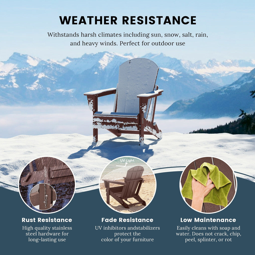 Polytrends Laguna Weather Resistant Outdoor Patio Folding Adirondack Chairs (Set of 4)