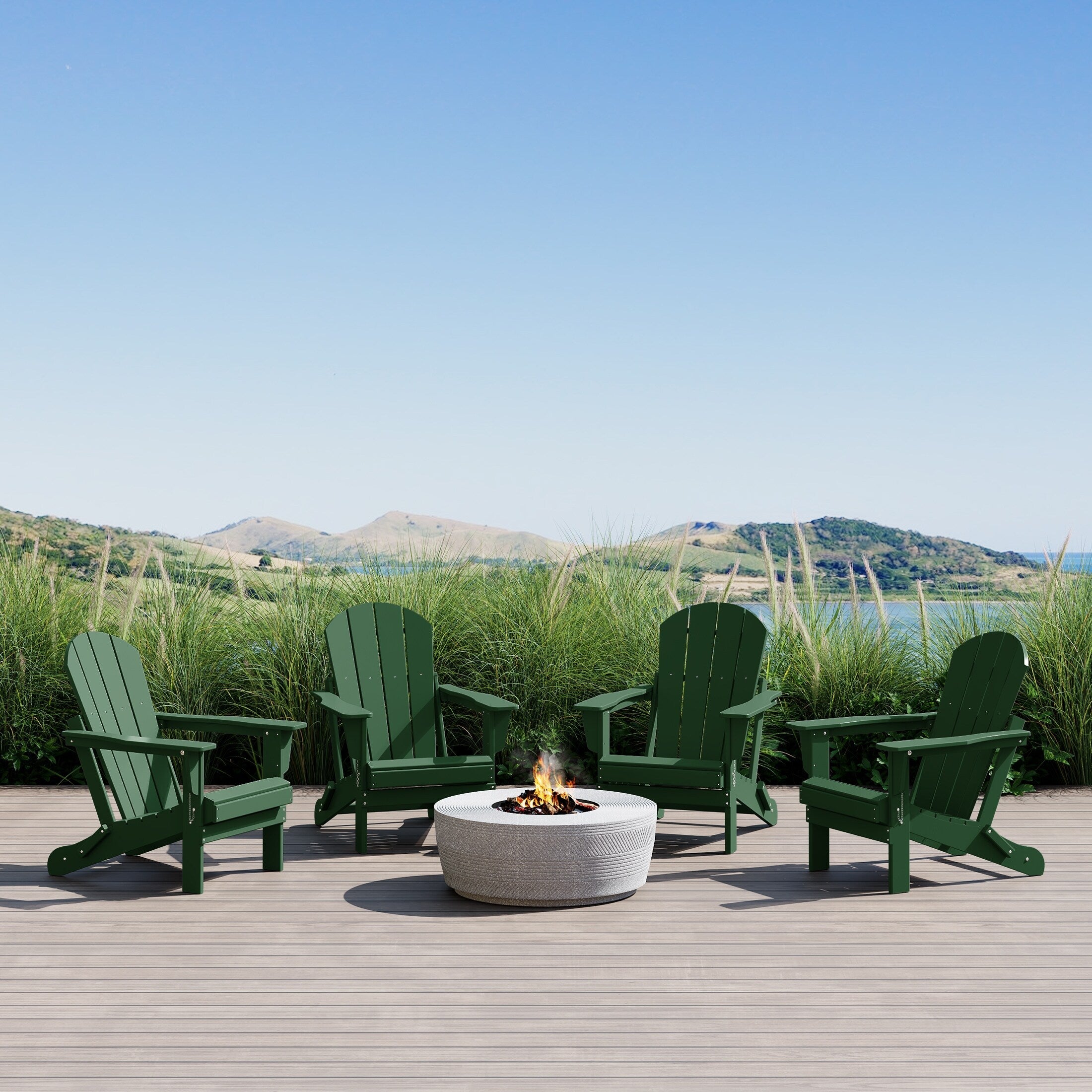 Polytrends Laguna Weather Resistant Outdoor Patio Folding Adirondack Chairs (Set of 4)