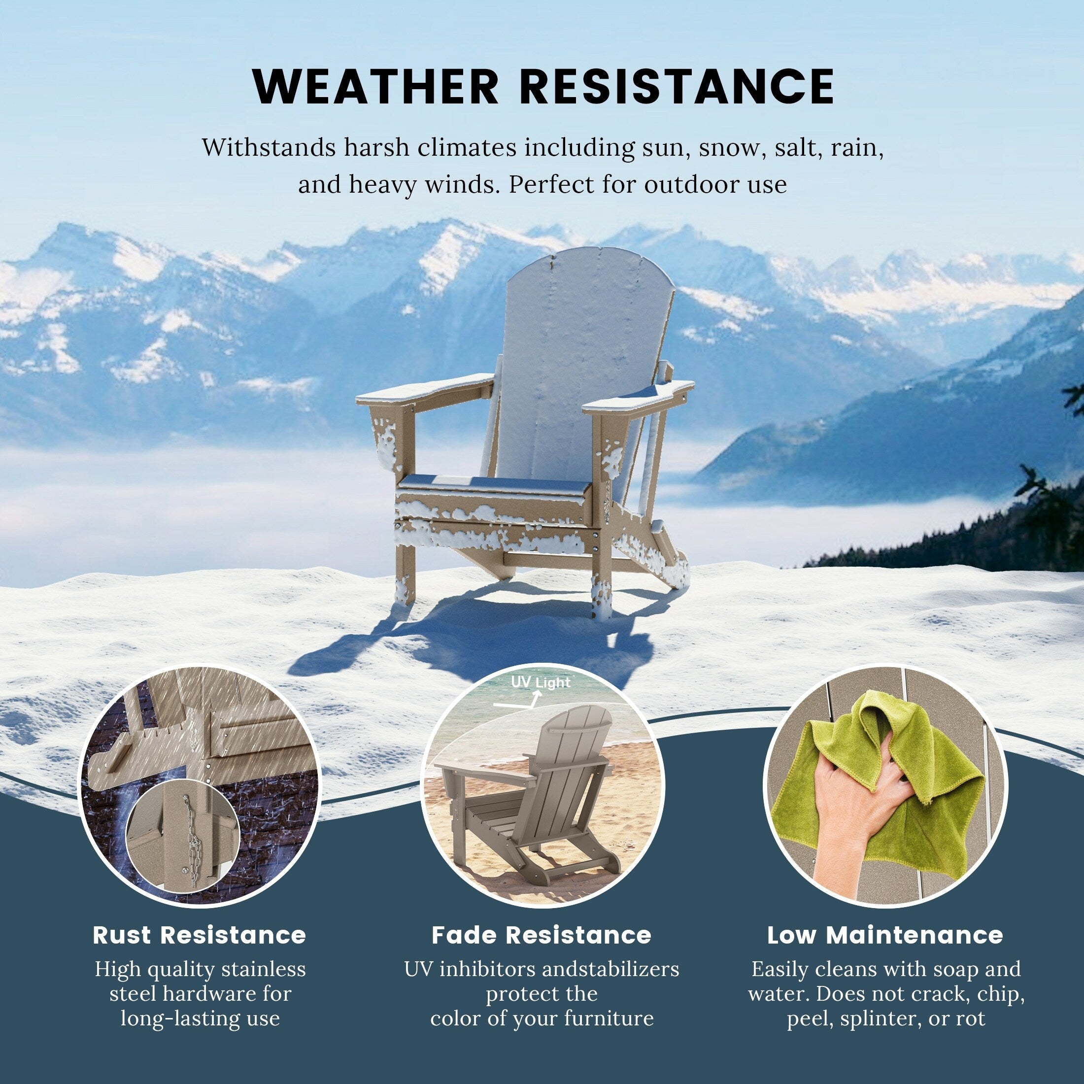 Polytrends Laguna Weather Resistant Outdoor Patio Folding Adirondack Chairs (Set of 4)