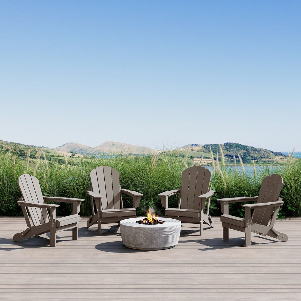 Polytrends Laguna Weather Resistant Outdoor Patio Folding Adirondack Chairs (Set of 4)