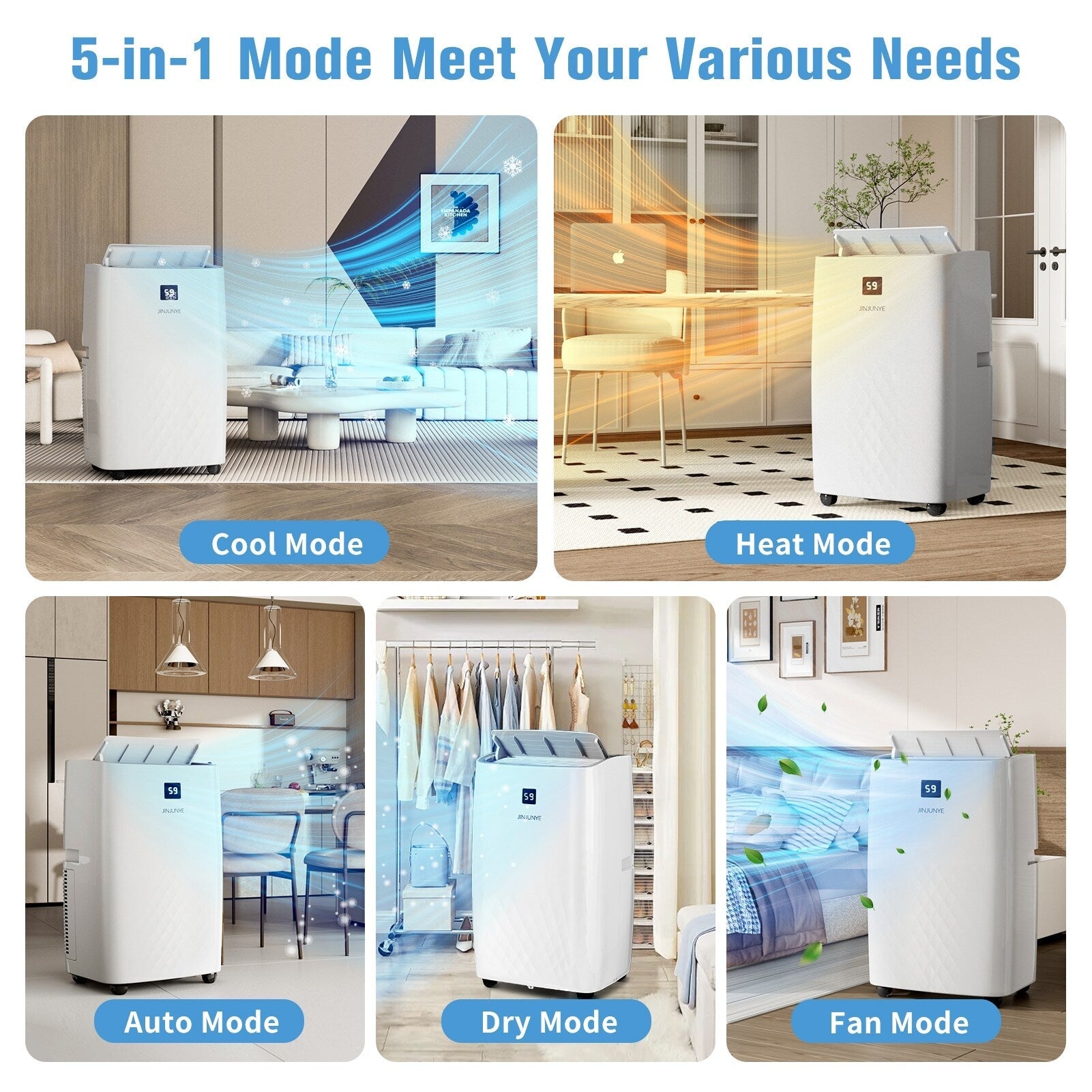 Portable Air Conditioner with Heater – 12000 BTU Cooling & 10000 BTU Heating for Rooms up to 700 Sq.Ft