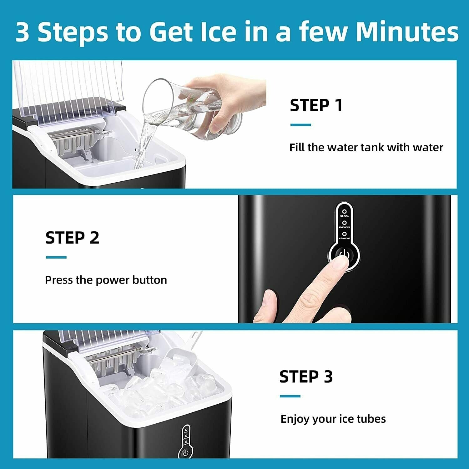 Portable Countertop Ice Maker Machine，26Lbs/24H， Self-Cleaning Home, Low Noise