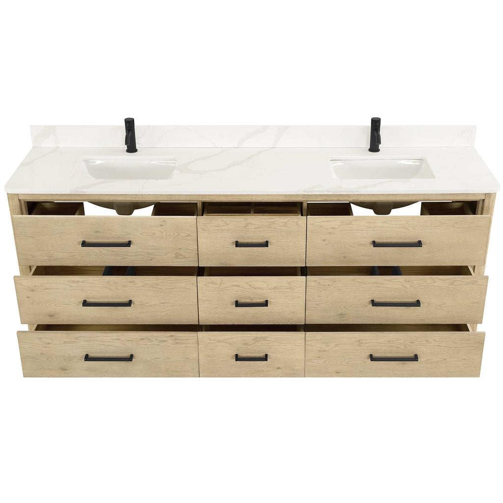 Porto Bath Vanity with White Quartz Stone Top without Mirror