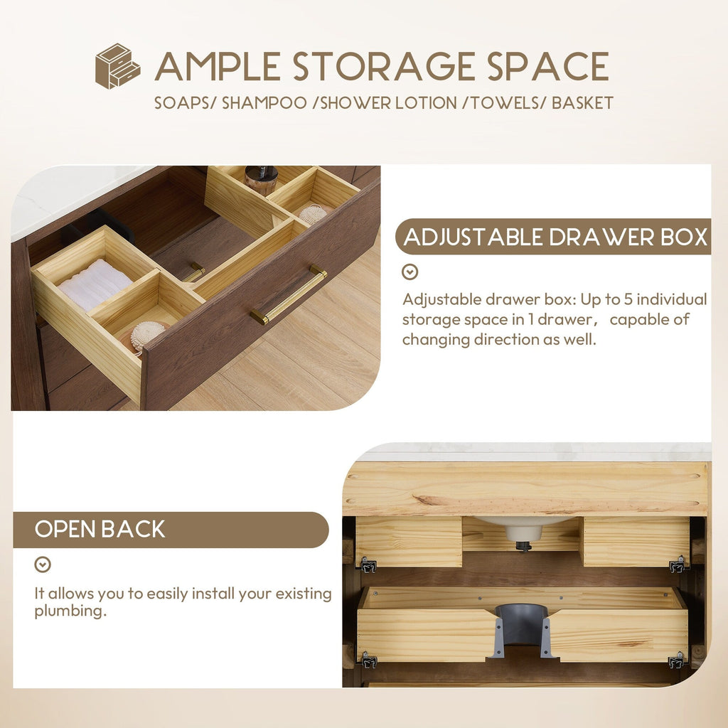 Porto Bath Vanity with White Quartz Stone Top without Mirror