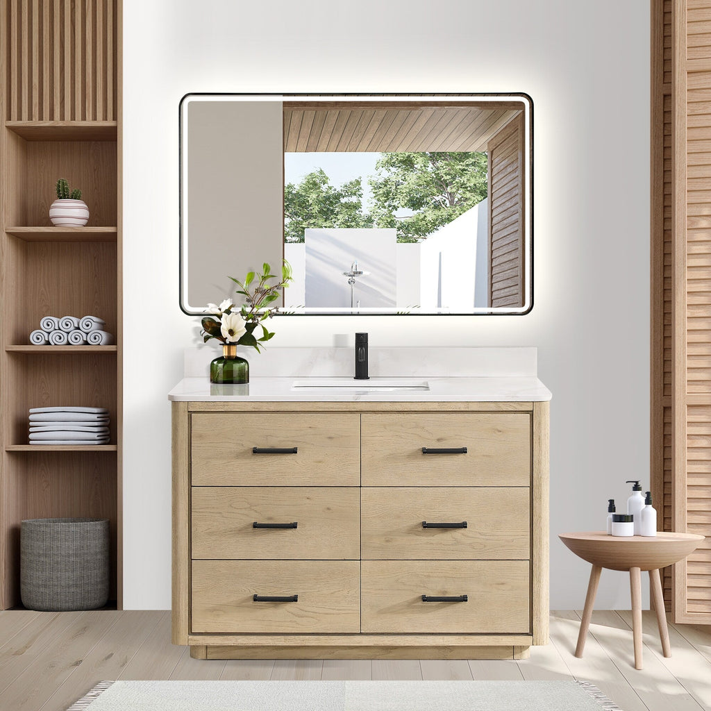 Porto Bath Vanity with White Quartz Stone Top without Mirror