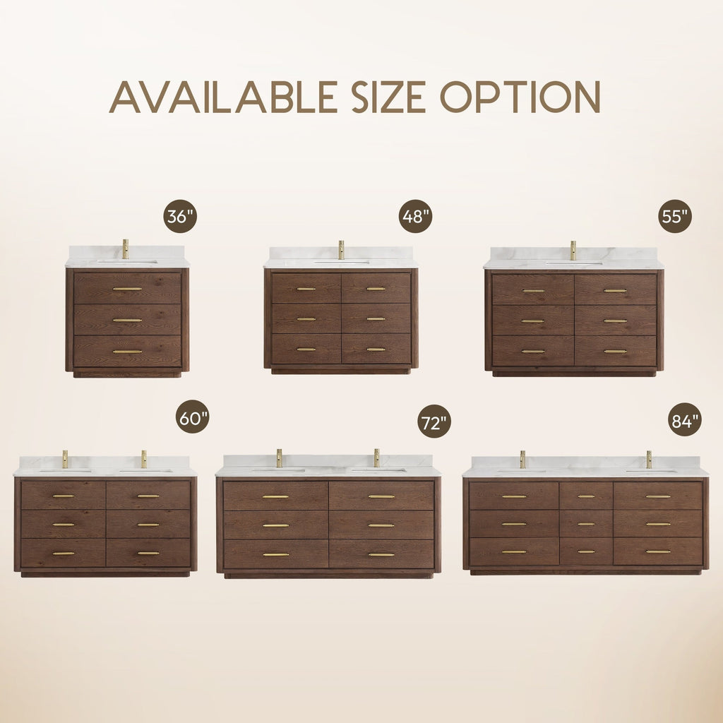 Porto Bath Vanity with White Quartz Stone Top without Mirror