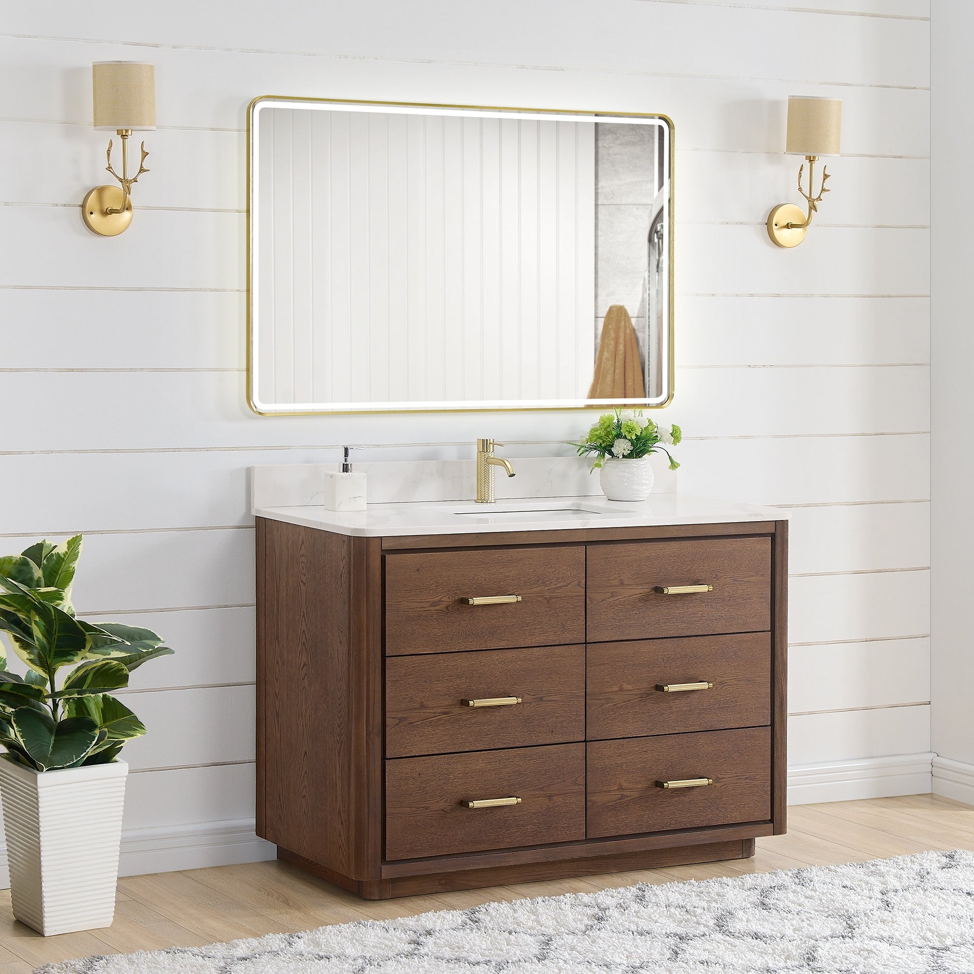 Porto Bath Vanity with White Quartz Stone Top without Mirror