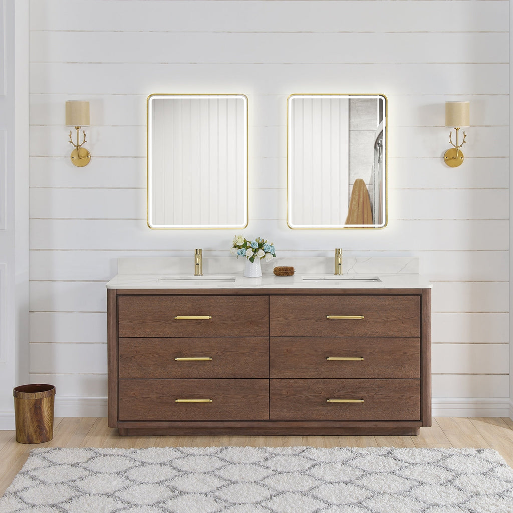 Porto Bath Vanity with White Quartz Stone Top without Mirror