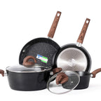 Pots and Pans Set Non Stick, Ceramic Cookware Set with Pattern, Induction Kitchen Cooking Sets w/Frying Pans,Casserole with Lids