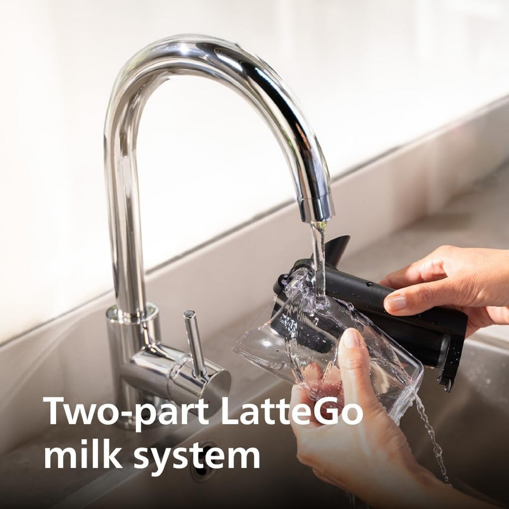 Premium Espresso Machine, 12 Hot/Iced Coffees, LatteGo System, Ceramic Grinder, Black Chrome